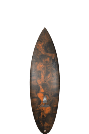 Shapers-Club- Une planche de surf au design noir et marron. -surfshop-surfboard