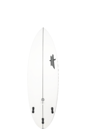 Shapers-Club- Une planche de surf blanche sur fond noir. -surfshop-surfboard