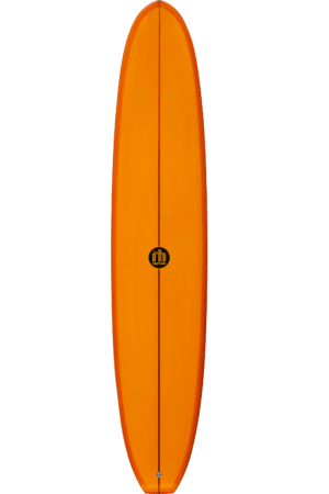 Shapers-Club- Une planche de surf orange sur fond blanc. -surfshop-surfboard