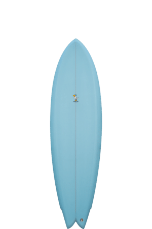 Shapers-Club- Une planche de surf bleue avec un design blanc. -surfshop-surfboard
