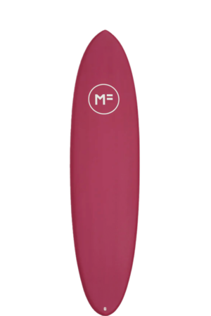 Shapers-Club- Une planche de surf rose avec un logo blanc dessus. -surfshop-surfboard