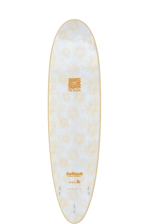 Shapers-Club- Une planche de surf blanche avec un palmier dessus. -surfshop-surfboard