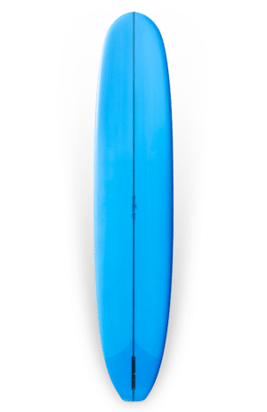 Shapers-Club- Une planche de surf Roger Hinds - Classic 9'6 sur fond blanc.