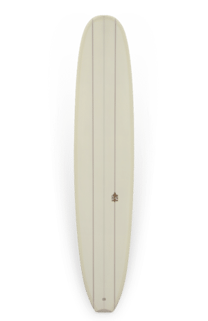Shapers-Club- Une planche de surf Joel Fitzgerald - ML 42 7'7 avec un design noir et blanc sur fond blanc.