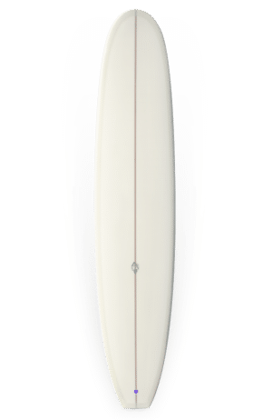 Shapers-Club- Une planche de surf Beau Young - Noserider 9'4 sur fond vert.