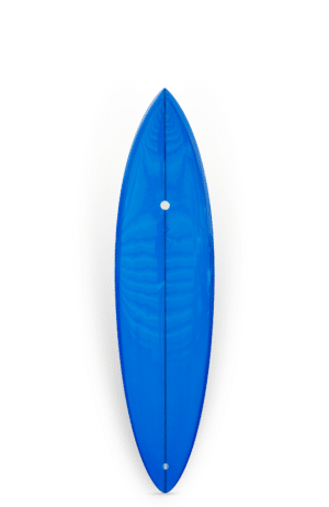 Shapers-Club- Une planche de surf Barrett Miller - The Personal 9'7 sur fond blanc.