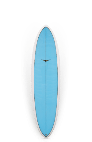 Shapers-Club- A Neal Purchase Design - Planche de surf Zephyr Twin 6'10 sur fond vert.