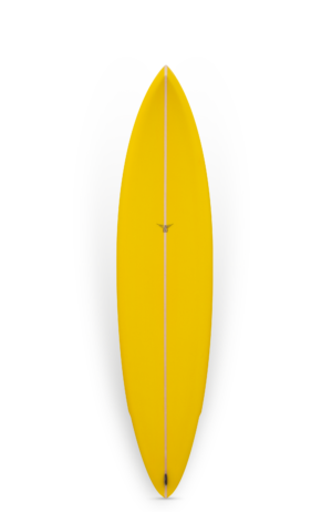 Shapers-Club- Une planche de surf Beau Young - Quokka 5'10 jaune en forme de cœur.