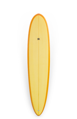 Shapers-Club- Une planche de surf jaune sur fond blanc. -surfshop-surfboard
