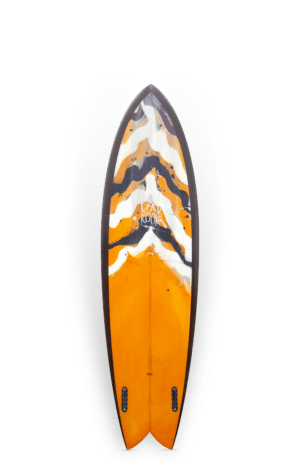 Shapers-Club- A ROGER HINDS - TAMAGO - 7'6'' x 22 0 | 22.000'' x 2 7/8'' | 2.875'' - Planche de surf Pailsley avec un design orange et noir saisissant. -surfshop-surfboard
